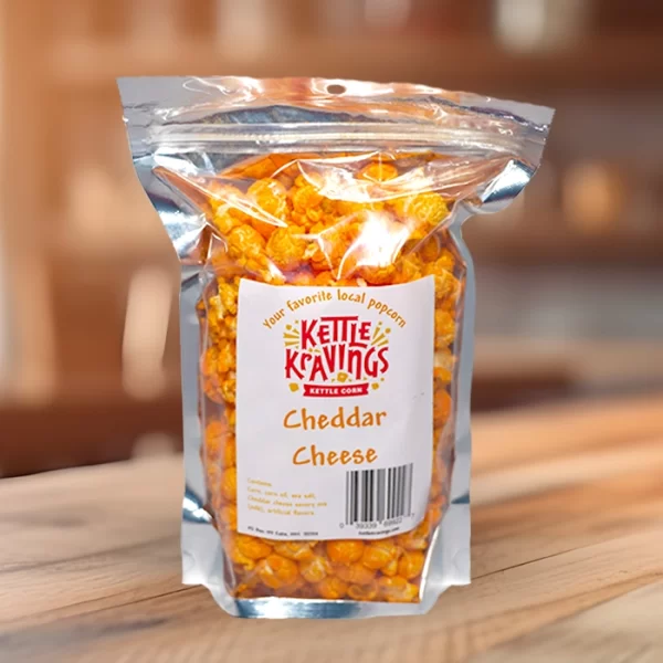 Cheddar Cheese Kettle Korn popcorn in half-gallon bag