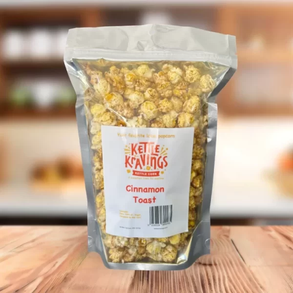 Cinnamon Toast Kettle Korn popcorn in half-gallon bag